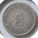 Straits Settlements 5 Cents coins .400 silver billon 1918 circulated