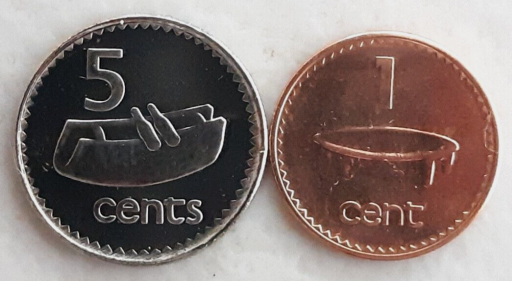 Fiji uncirculated pair of coins 1 & 5 cents