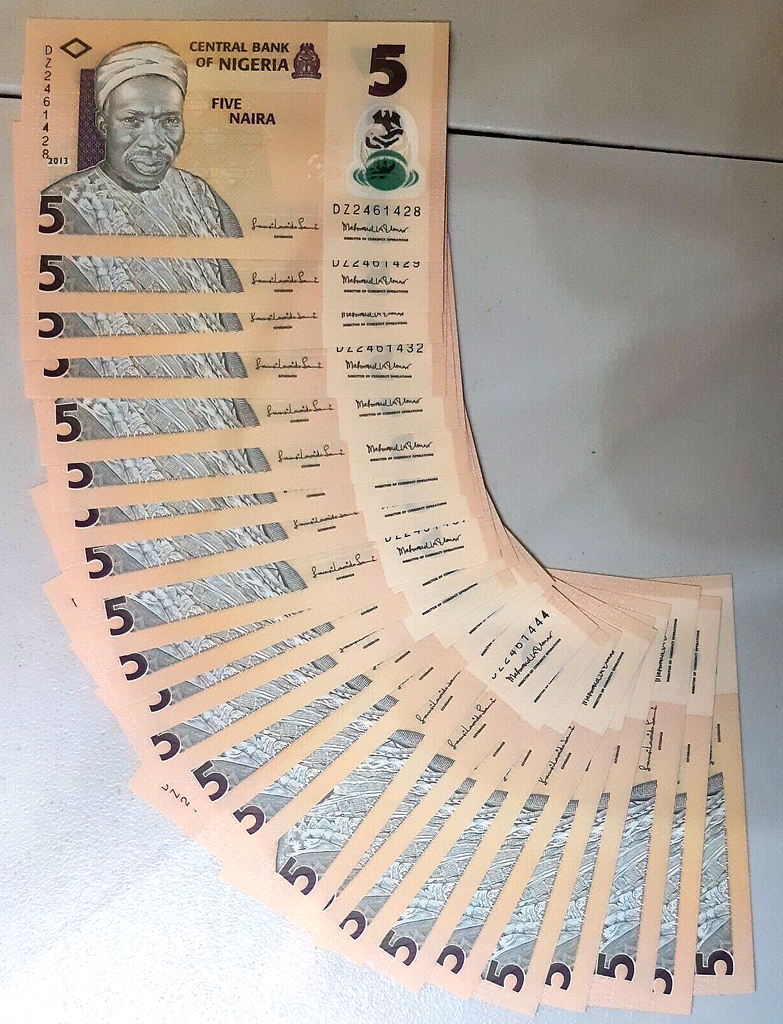 Nigeria 5 Naira X 25 pcs polymer world banknotes 2013 uncirculated