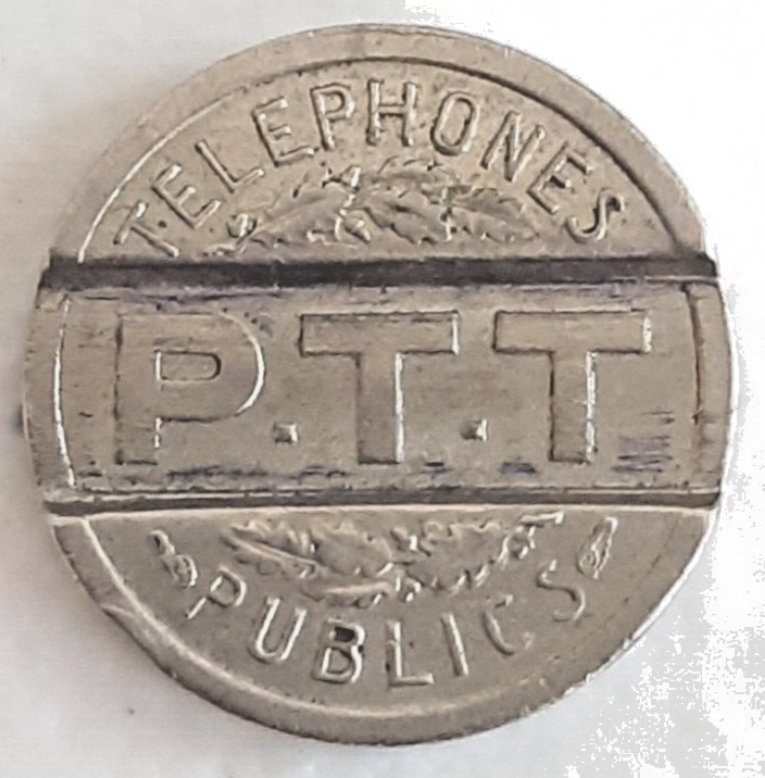 France 1937 P.T.T. Telephones Publics phone token 3 o'clock variety