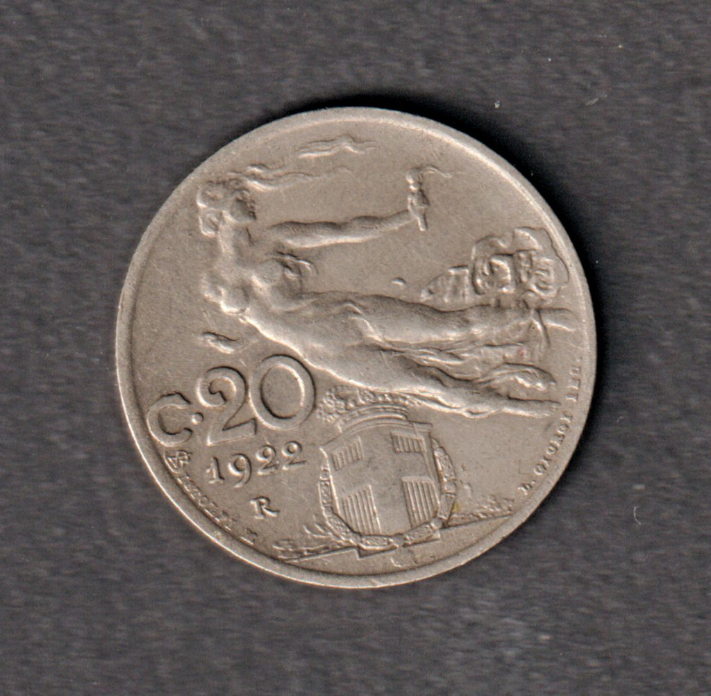 Italy 20 Centesimi 1922 coin great circulated condition