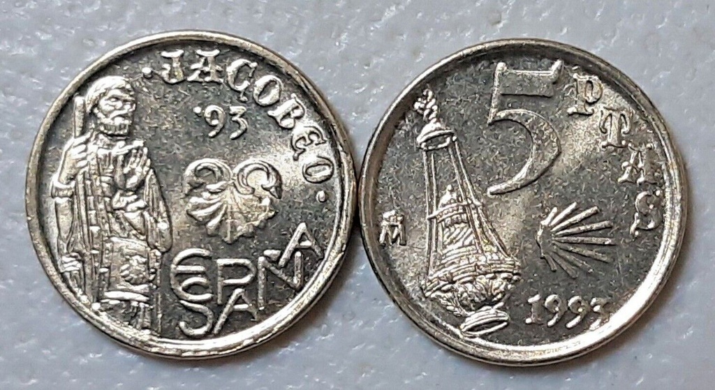 Spain 5 Pesetas ptas pesetas 1993 uncirculated coin KM# 919