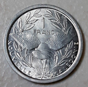 New Caledonia 1 Franc 1973 EF+ condition aluminium coin