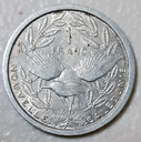 New Caledonia 1 Franc 1949 aF condition aluminium coin