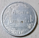 French Polynesia 2 Francs 1965 aF condition aluminium coin