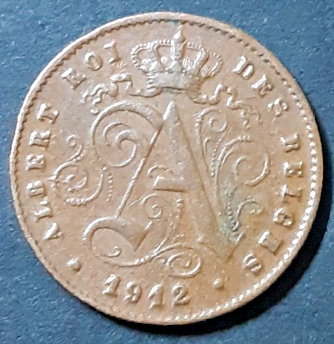 Belgium 1912 1 centime coin nice circulated condition