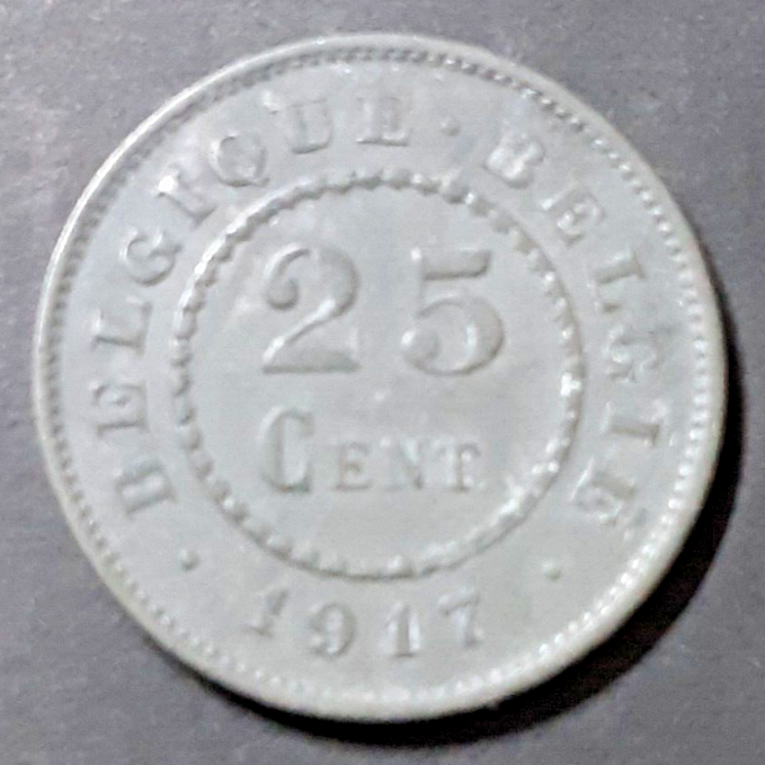 Belgium 1917 25 centimes coin nice circulated condition