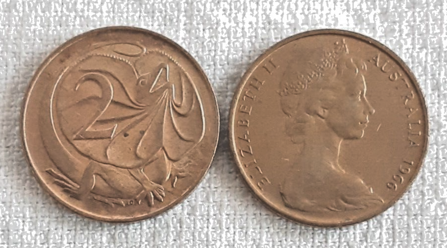 Australia 1966 2c 2 cents coin RB uncommon in this condition
