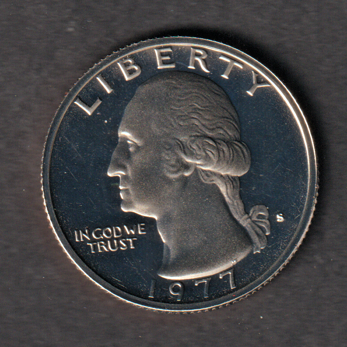 USA quarter 25 cents 1977-S proof from set uncirculated Washington