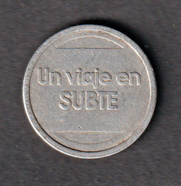 Argentina Buenos Aires Subte (subway/metro) token 1994-2000 used condition