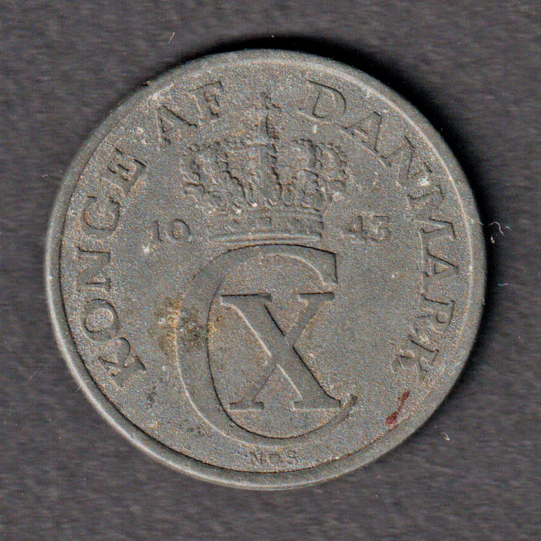 Denmark 5 Ore 1943 coin WWII circulated condition