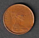 Australia 1960's 2 cents 2c error coin oil strike/brokage(?) circulated condition