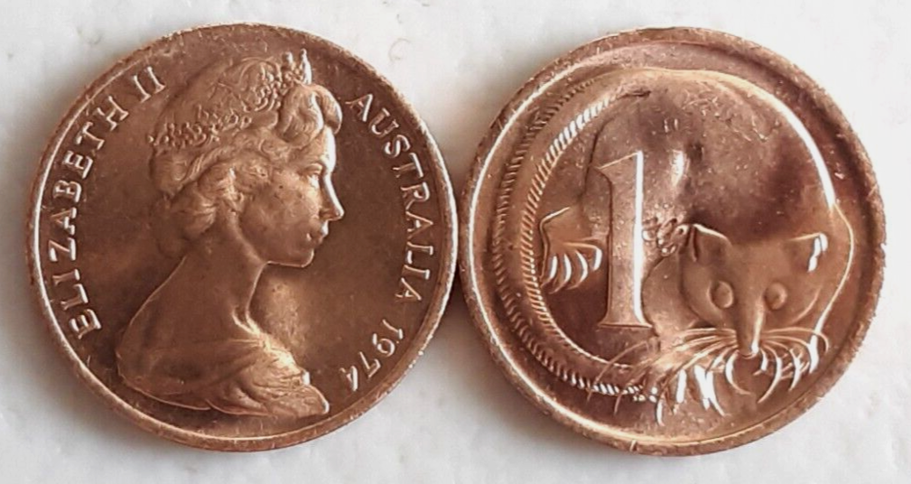 Australia 1 cent coin 1974 lightly circulated Red rare in this condition