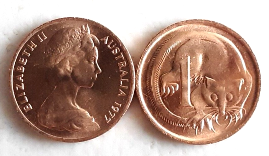 Australia 1 cent coin 1977 lightly circulated Red rare in this condition