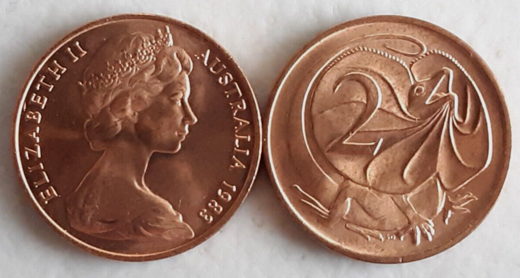 Australia 2 cents coin 1983 lightly circulated Red rare in this condition