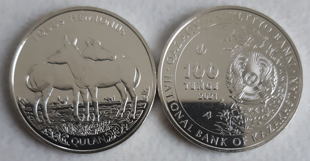 Kazakhstan 2021 100 Tenge Horse Qulan coin uncirculated ex-mint roll