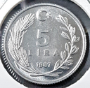 Turkey 5 Lira coin 1987 uncirculated condition