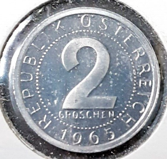 Austria 2 Groschen coin 1965 uncirculated condition