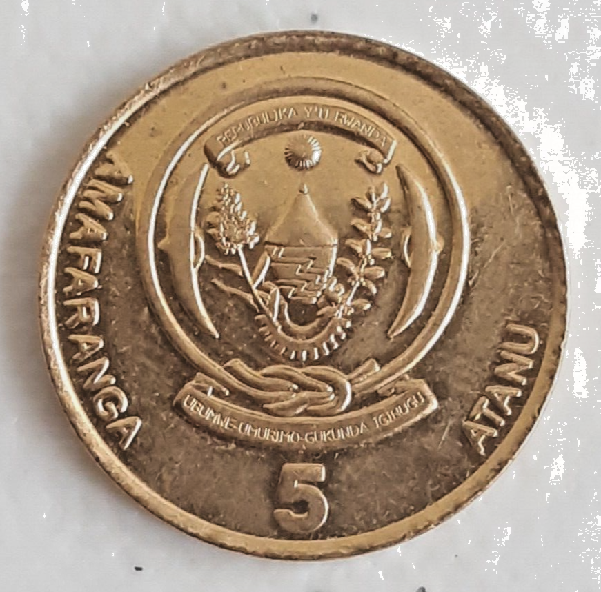 Rwanda 2003 5 Amafarnaga Francs coin nice circulated condition low mintage
