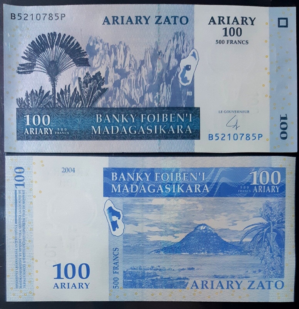 Madagascar 100 Ariary 2004 P-86 banknote uncirculated from bank bundle