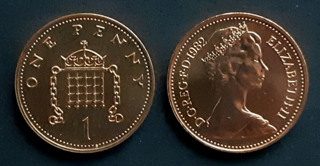 Great Britain 1 pence uncirculated coin 1982