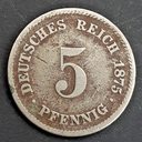 Germany 5 Pfennig 1875-E coin circulated condition