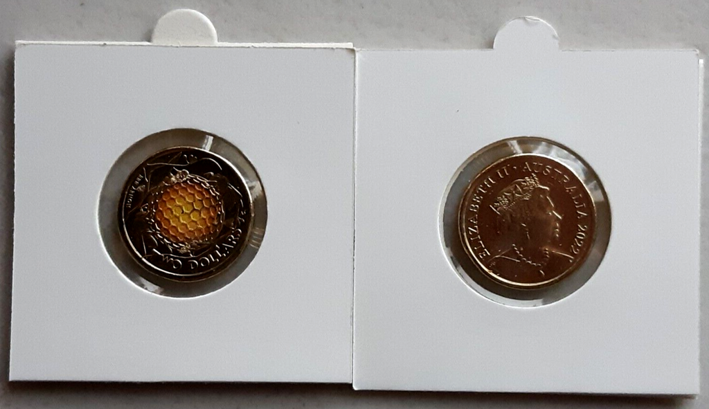 Australia 2022 $2 Honey Bee coin uncirculated in a 2x2 coin folder ex-Prosegur