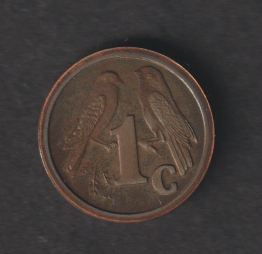 South Africa 1992 1c One cent proof coin toned