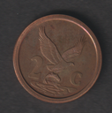 South Africa 1992 2c Two cents proof coin toned