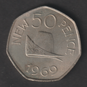 Guernsey 50 pence 1969 coin low mintage lightly circulated