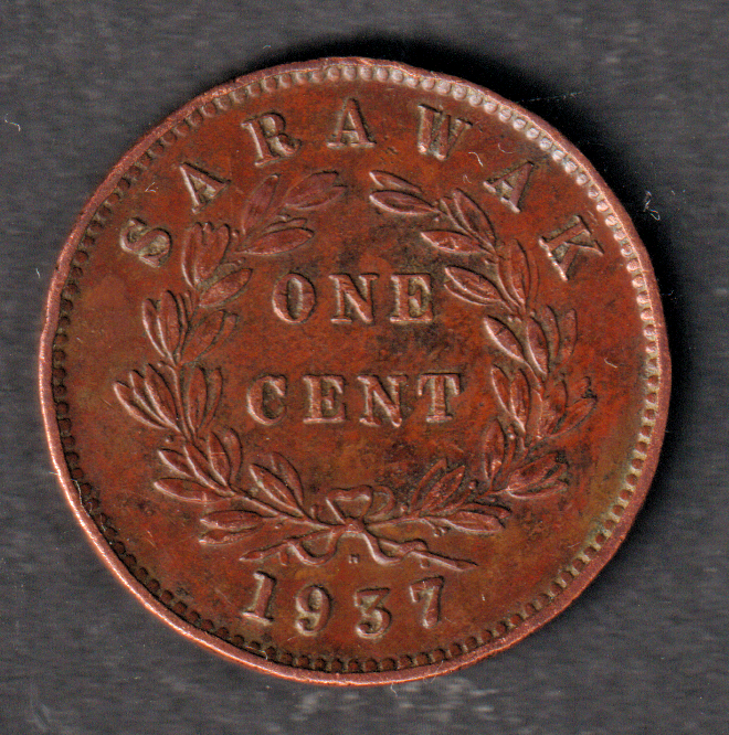 Sarawak one 1 cent 1937 coin great circulated condition