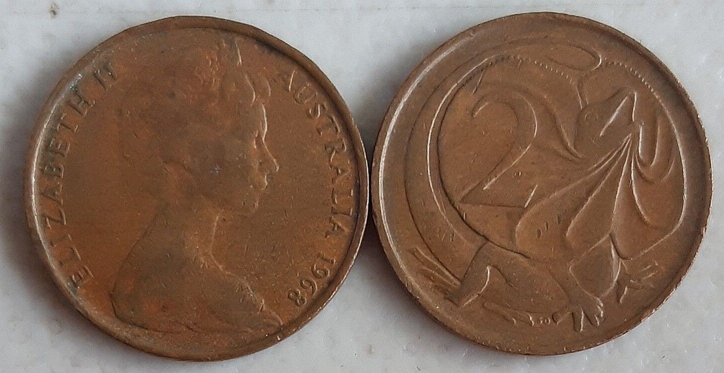 Australia 1968 2 cents 2c low mintage coin great circulated condition rare