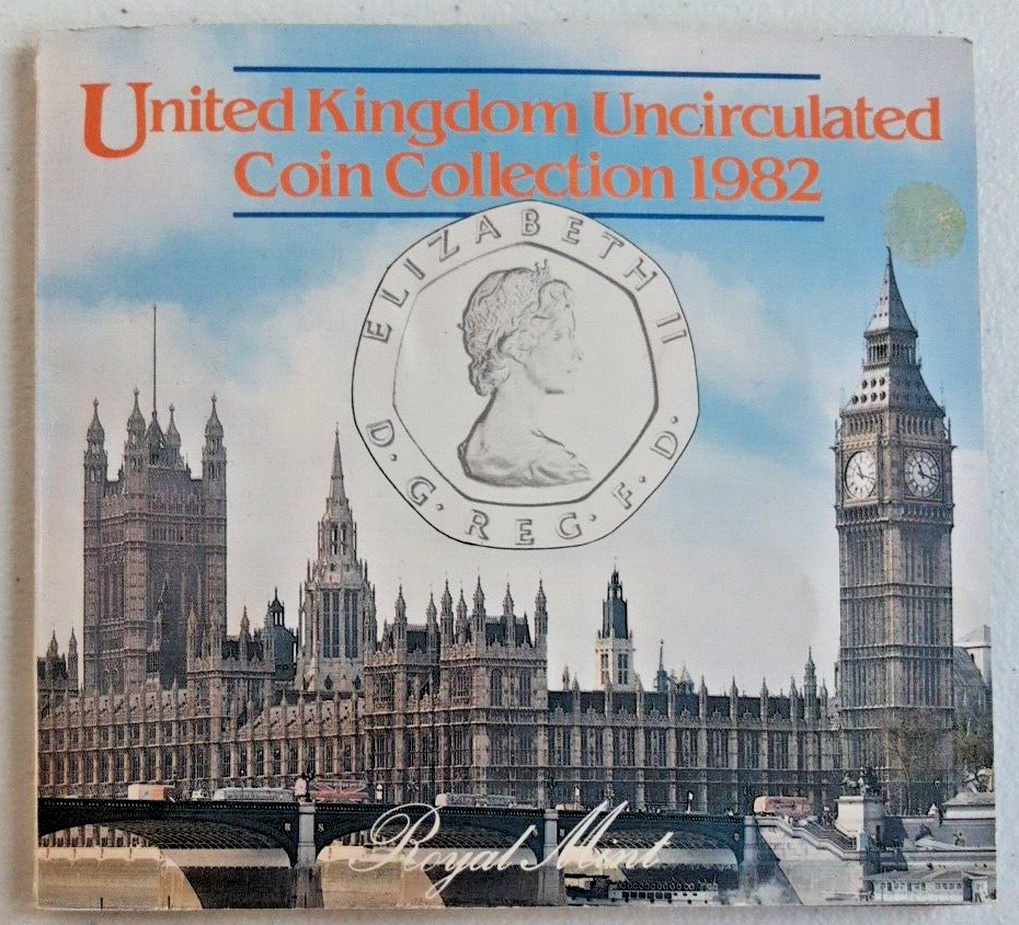 Great Britain 1982 7 coin set uncirculated on card feat 50 20 10 5 2 1 1/2 pence