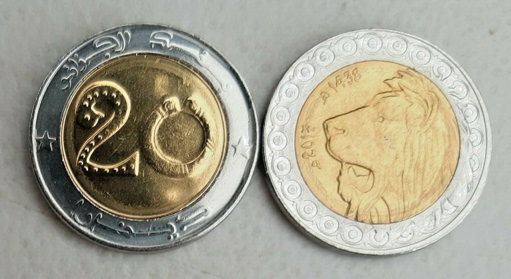 Algeria 20 Dinar bimetallic world coin 2017 KM# 125 ex bank roll UNC