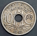 France 1921 10 centimes coin cornucopia mintmark circulated condition