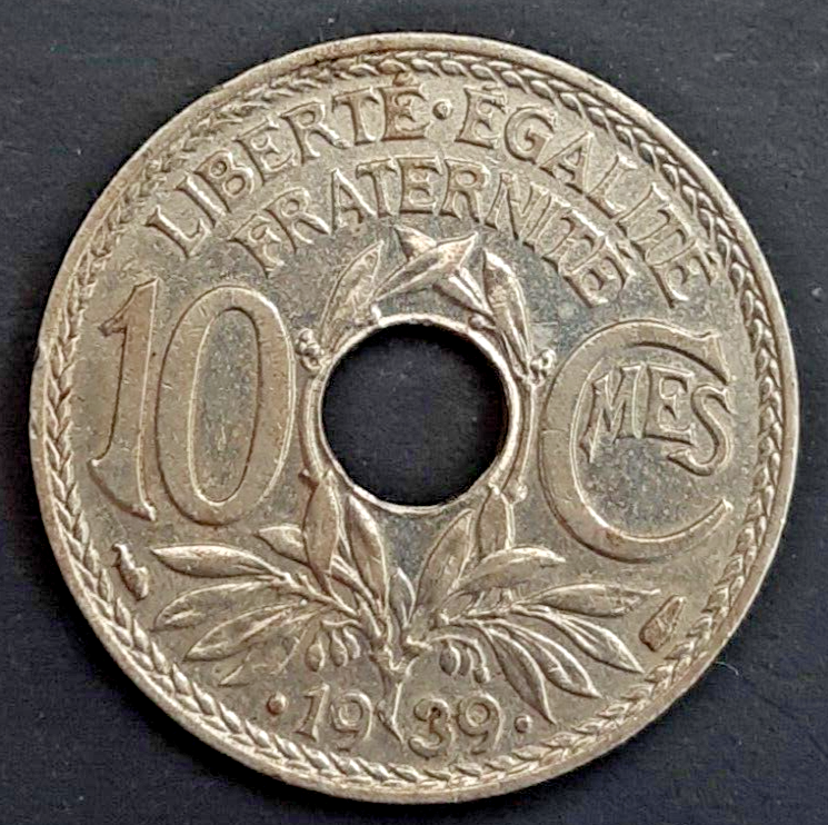 France 1939 10 centimes coin circulated condition