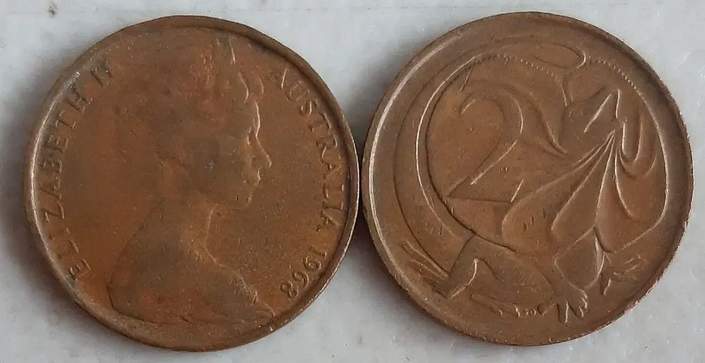 Australia 1968 2 cents 2c low mintage coin great circulated condition rare
