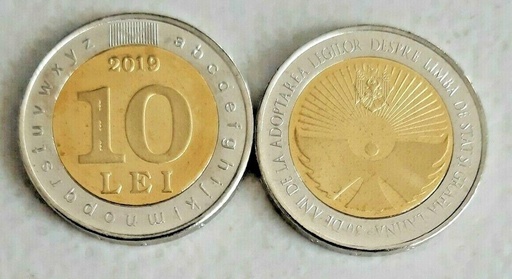 [194968161137] Moldova 10 Lei 2019 30 years of the Latin alphabet commemorative bimetallic coin