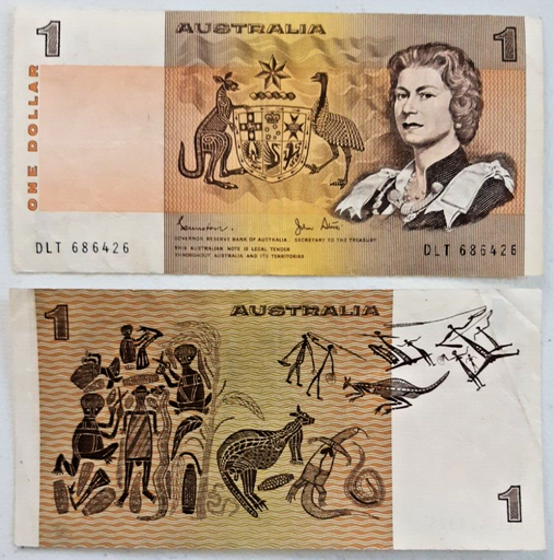 [196886018682] Australia 1982 $1 1 Dollar banknote Johnston Stone circulated condition