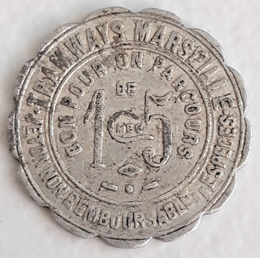 [196889515595] France ~1920's Tramways Marseille aluminium transport token