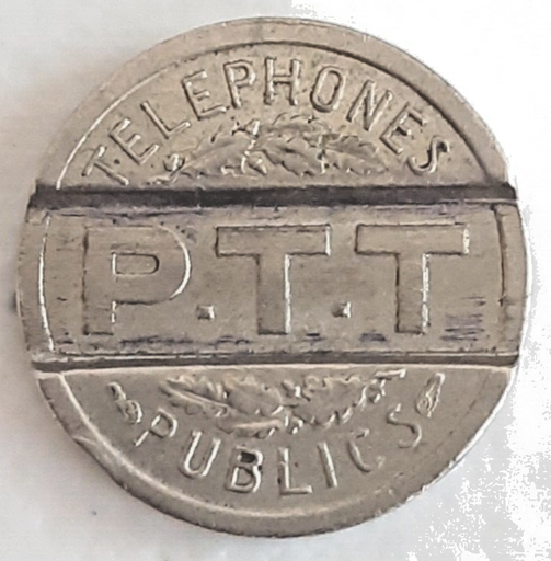 [196889519849] France 1937 P.T.T. Telephones Publics phone token 3 o'clock variety