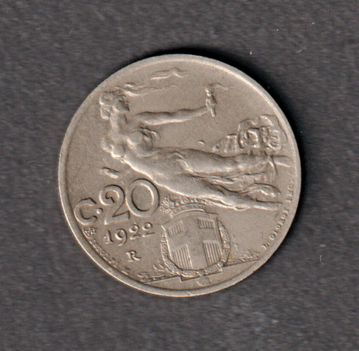 [197012762025] Italy 20 Centesimi 1922 coin great circulated condition