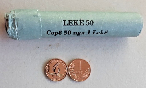 [195283875159] Albania 1 Lek 2013 uncirculated coin from bank roll KM# 75
