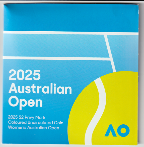 [196946468567] 2025 Australia Open Women Tennis $2 2 Dollar coloured coin in card