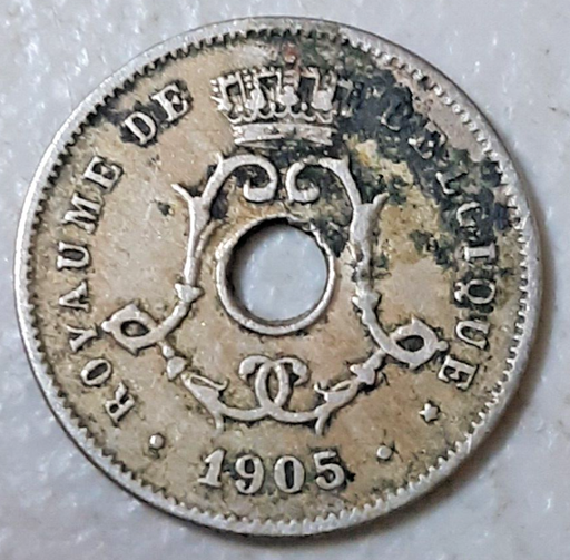[196442142319] Belgium 1905 5 centimes coin nice circulated condition French text