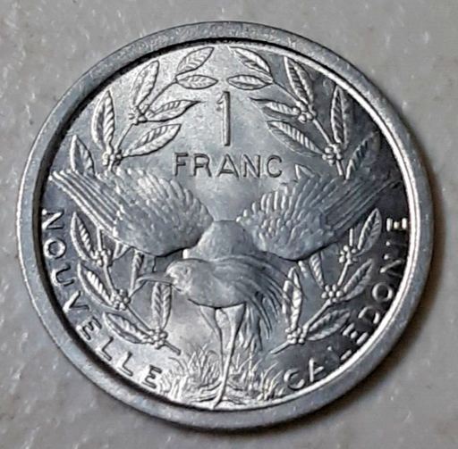 [196442327622] New Caledonia 1 Franc 1973 EF+ condition aluminium coin