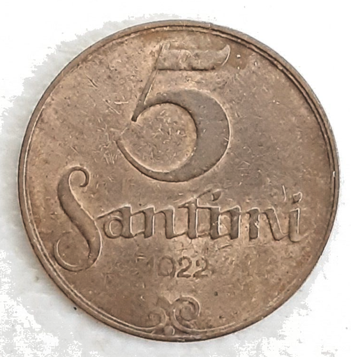 [196720458357] Latvia 5 Santimi coin 1922 circulated condition