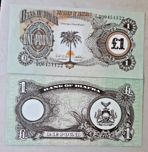[196721097986] Biafra 1 pound banknote uncirculated