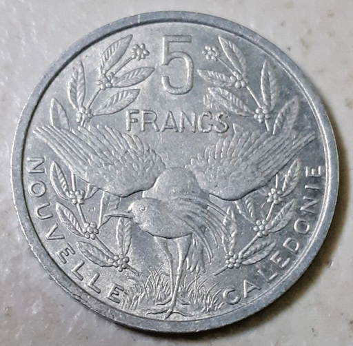 [196443926948] New Caledonia 5 Francs 1952 aF condition aluminium coin
