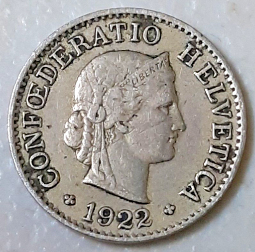 [196444092078] Switzerland 5 Rappen 1922 coin nice circulated condition